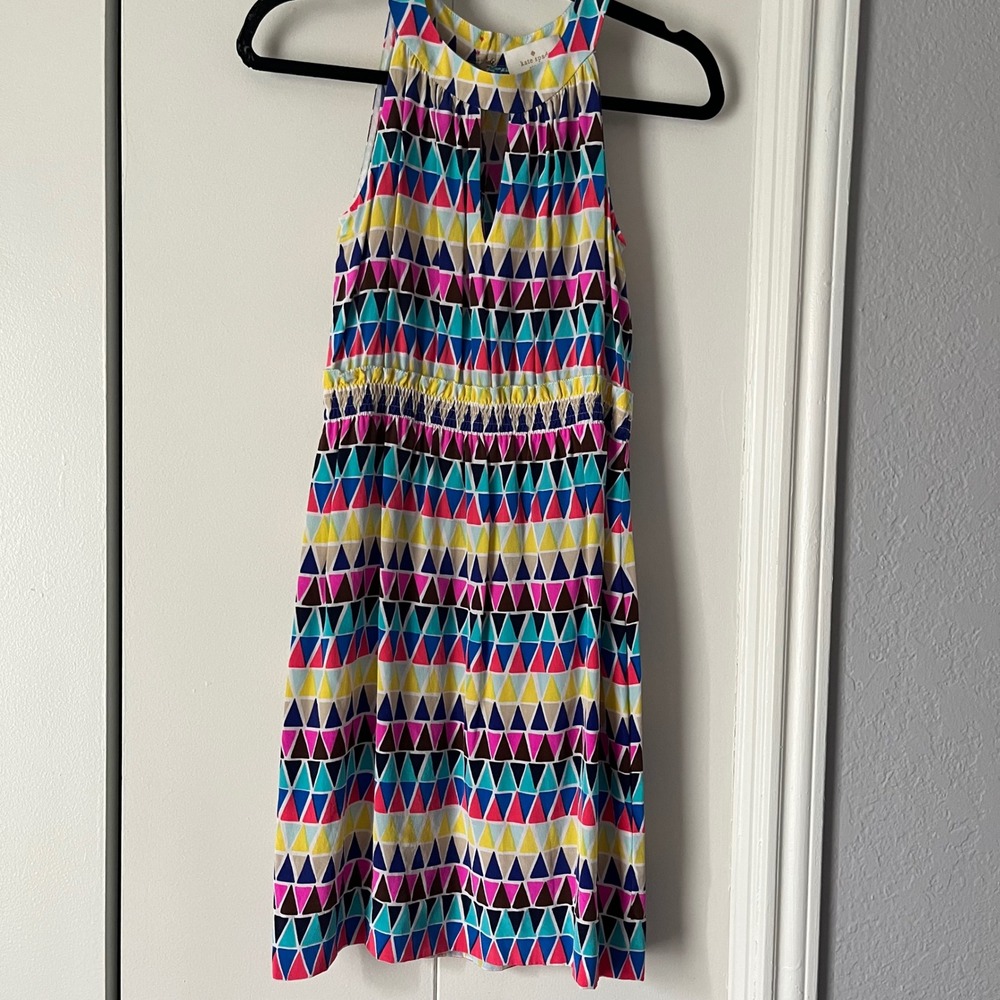 Kate Spade‎ Multicolor Triangle Print Halter Dress Sleeveless Size 4